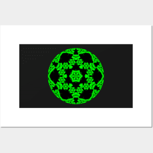 Green and Black Kaleidoscope Posters and Art